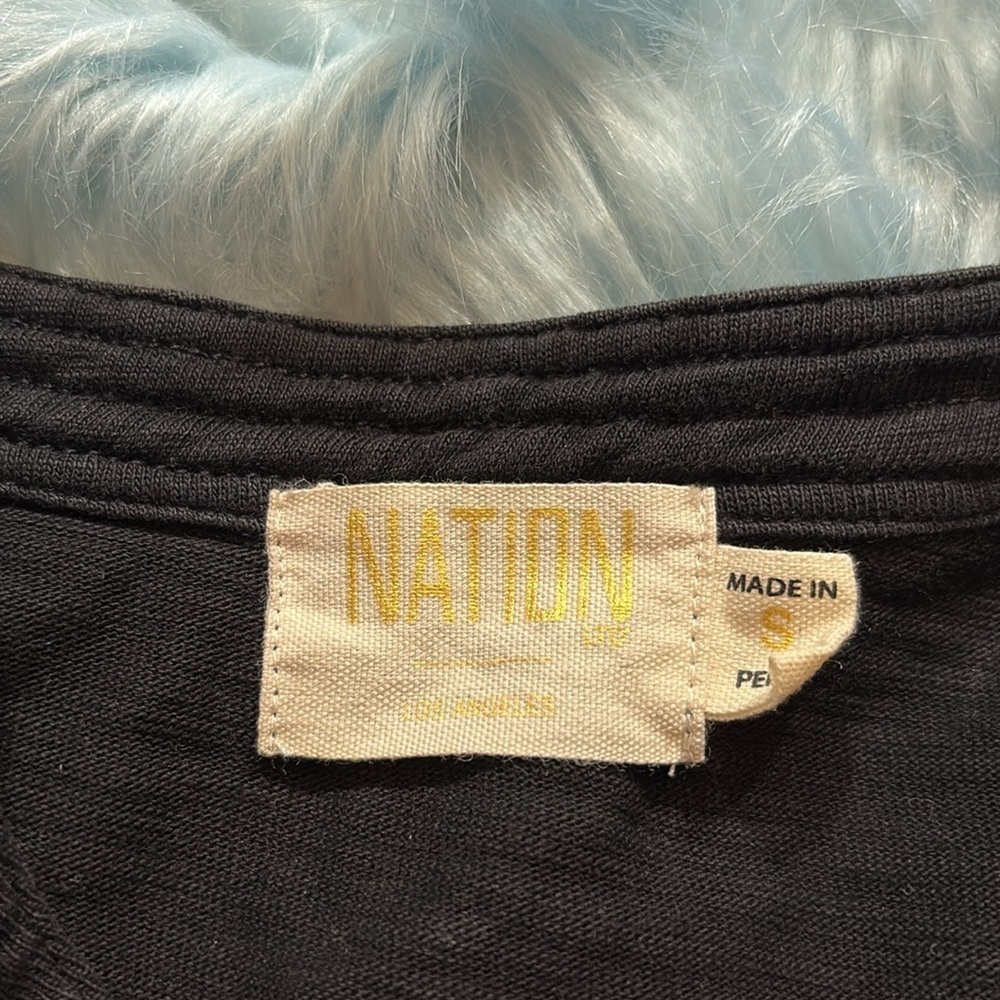 Nation LTD Gold Button Black Long Sleeve Top sz S - Picture 7 of 9